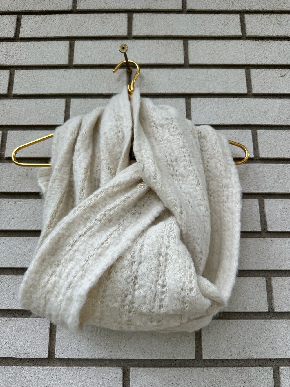 LOOK by M Ivory Fuzzy Knit Scarf Soft Cozy Long Wrap Ribbed Blanket